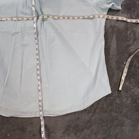 Ralph Lauren Shirt Mens 2XL Blue Short Sleeve Button Up Seersucker Stripe Collar - Picture 6 of 8